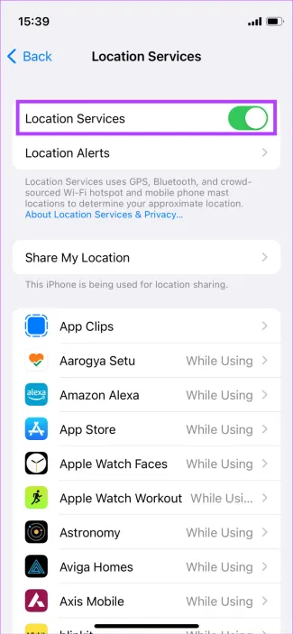enable location services on iphone 3